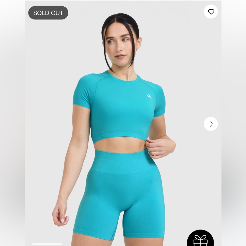 Oner Active Seamless Fitted Crop Top in Aqua Blue (XL)